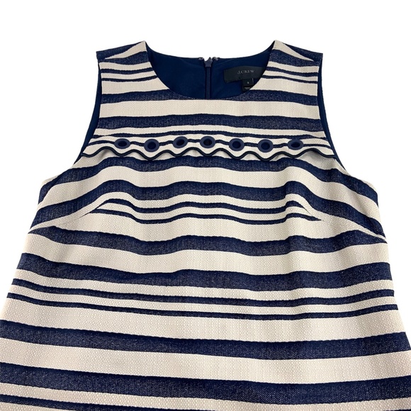 JCrew Striped Sheath Dress Grommet Details Sleeveless Blue - Picture 3 of 9